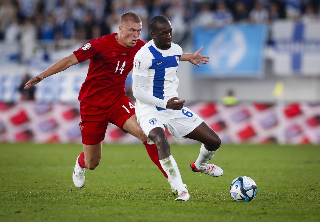 Гол Хейбьерга на 86-й минуте помог сборной Дании обыграть Финляндию и  возглавить группу H квалификации Евро-2024