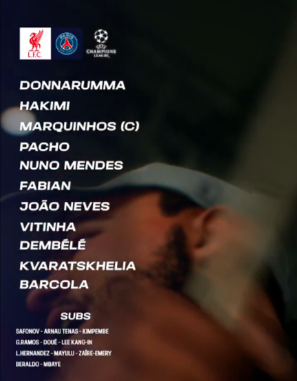 "ПСЖ" и "Ливерпуль" объявили стартовые составы на ответный матч 1/8 финала ЛЧ